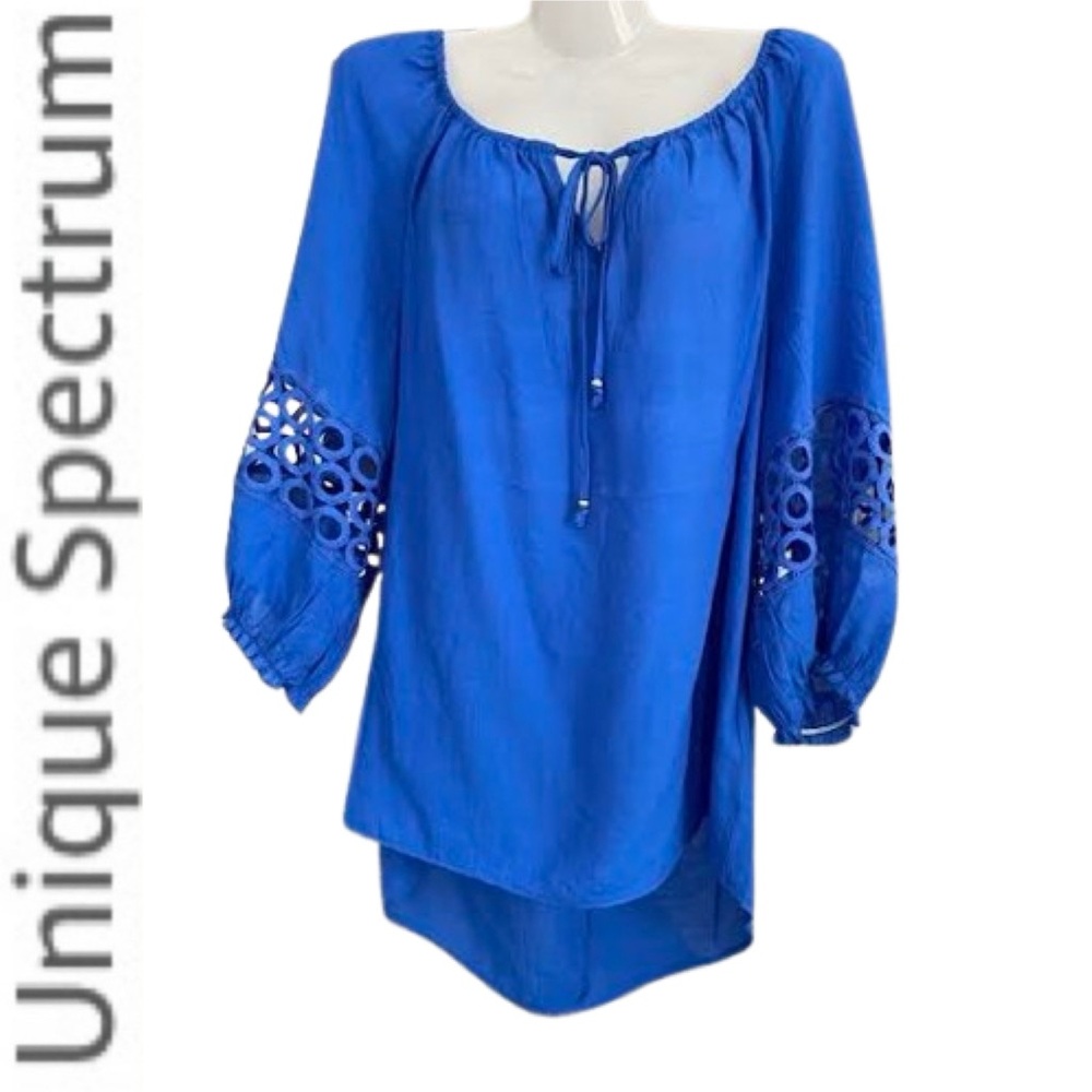 🇺🇸Off Shoulder Royal Blue Cut Out Blouse Unique Spectrum